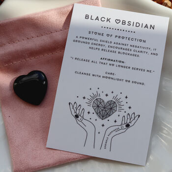 Polished Black Obsidian Heart With Gift Bag, 5 of 6