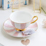 Striped China Teacup And Saucer With Secret Heart, thumbnail 1 of 3