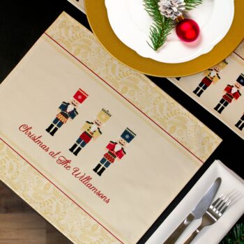 Christmas Table Place Mats Cream Nutcracker Four Pack, 2 of 6