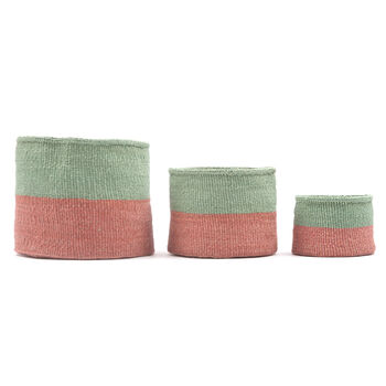 Coral And Green Duo Colour Block Basket, 6 of 8