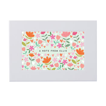 Personalised Pink And Orange Flowers Writing Set, 3 of 6