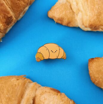 Croissant Kawaii Enamel Pin Badge, 3 of 6