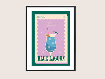 Retro Cocktail Blue Lagoon Print, 2 of 5