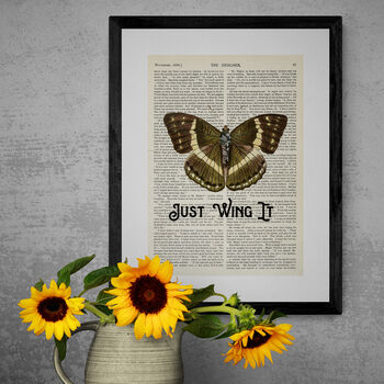 Just Wing It Typography Butterfly Wall Art Print, 4 of 4