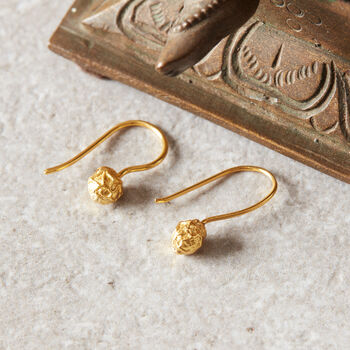 Gold Peppercorn Drop Earrings, 18k Gold Vermeil, 7 of 8