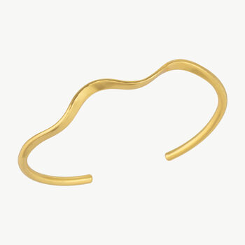 Molten Wavy Cuff Bangle Gold Bracelet, 2 of 4