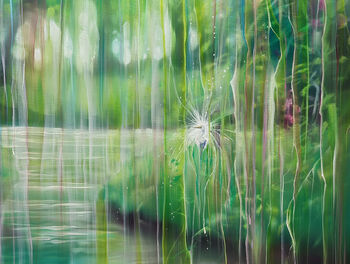 Emanation, Green Oil Painting Of River And Egret, 9 of 9
