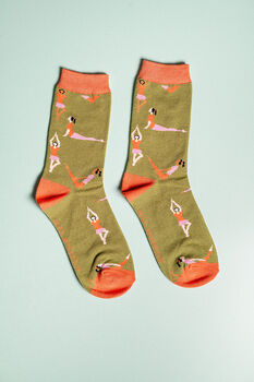 Yoga Green Bamboo Socks, 2 of 4