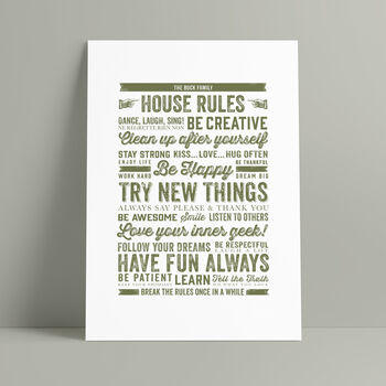 Personalised Family House Rules Print, 4 of 7