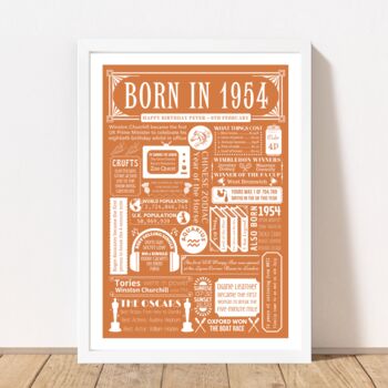 1954 Personalised 70th Birthday Fact Print Gift, 7 of 10