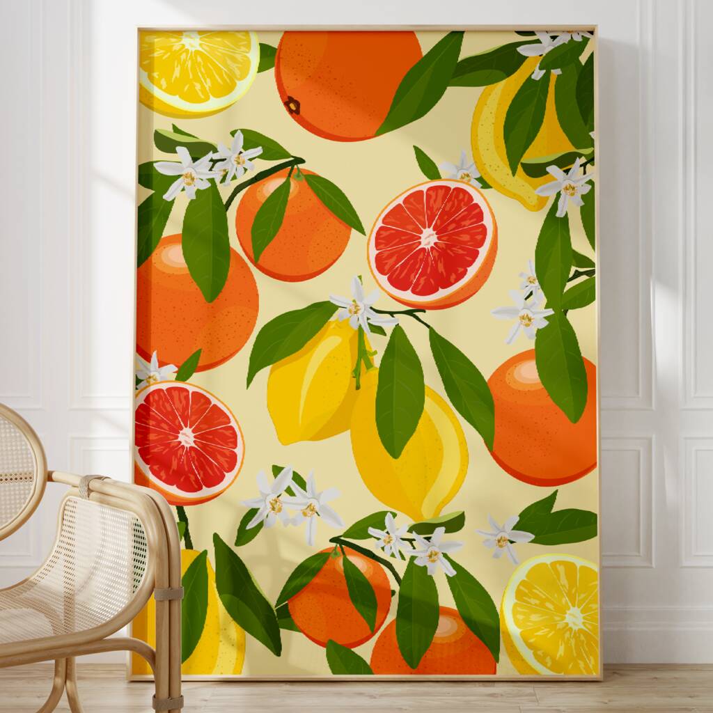 Citrus Art Print Lemon Wall Art By Lovette Design