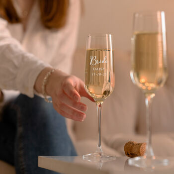 Personalised Engraved Champagne Flute Wedding Party Gift, 5 of 6