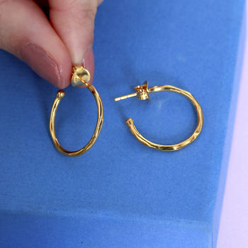 18ct Gold Plated Polished Hoop Earrings, 5 of 7