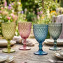 Diamas Colourful Embossed Glass Wine Goblets, thumbnail 1 of 6