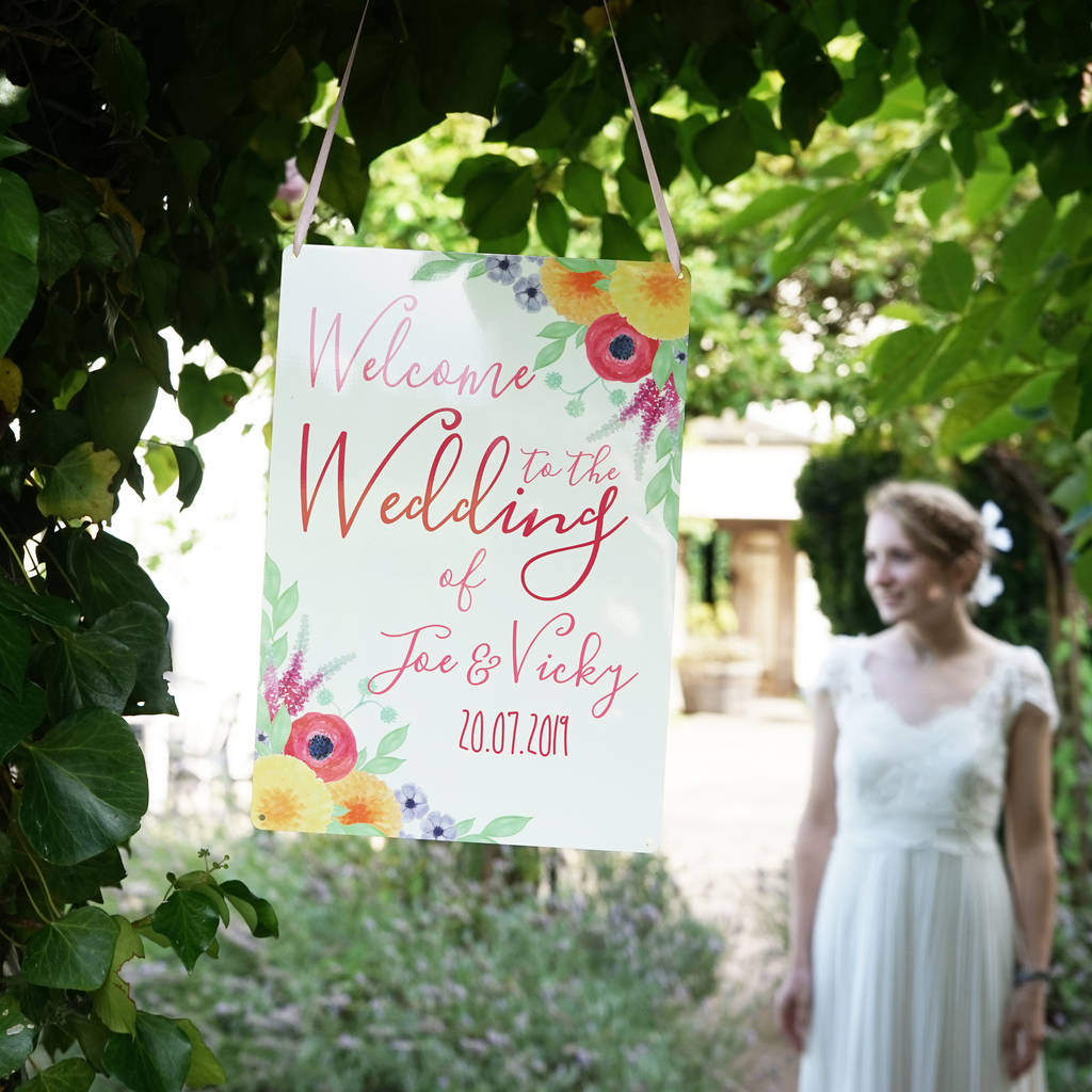 Personalised Summer Wedding Welcome Sign, 1 of 4