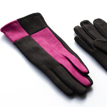 Harlequin Colourblock Suede Touch Screen Gloves, 3 of 12