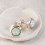 Round White Opal Silver Stud Earrings, thumbnail 3 of 10