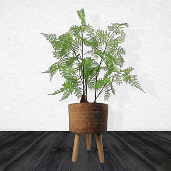 Woven Effect Composite Planter With Stand Large, 8 of 8