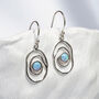 Molten Sterling Silver Spiral Blue Opal Drop Earrings, thumbnail 1 of 7