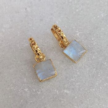 The Square Moonstone Earrings, Gold Plated, 7 of 7