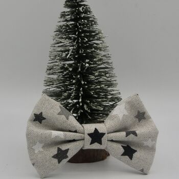 Silver Glitter Star Dog Bow Tie, 3 of 4