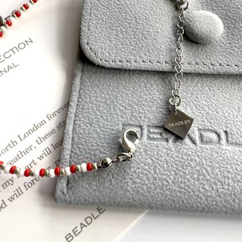 Arsenal Women Wsl Awfc Bead Bracelet With Heart Charm Fan Gift, 4 of 6