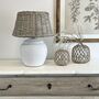 Ribbed Chalk White Aged Ceramic Table Lamp Bertie, thumbnail 4 of 5