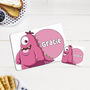 Personalised Name Children's Pink Monster Placemat Set, thumbnail 1 of 4