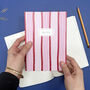 Red And Pink Stripe Notebook, thumbnail 1 of 7