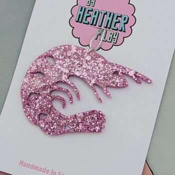 Pink Shrimp Glitter Resin Christmas Tree Decoration, 2 of 4