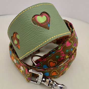 Green Leather Collar With Love Hearts Design Cut Outs, 2 of 6