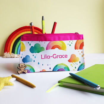 Personalised Watercolour Rainbow Pencil Case, 3 of 10