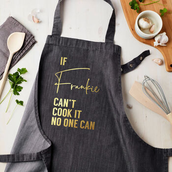 Personalised Grey Denim Can Cook It Apron, 3 of 6