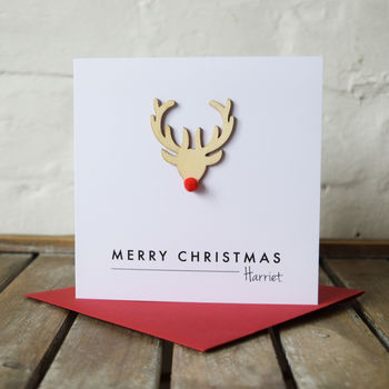 Personalised Rudolf Reindeer Christmas Card, 3 of 3
