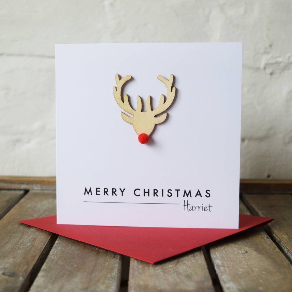 Personalised Rudolf Reindeer Christmas Card By Jodie Gaul ...