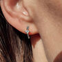 Small Diamond Huggie Minimalist Silver Hoop Earrings, thumbnail 2 of 3