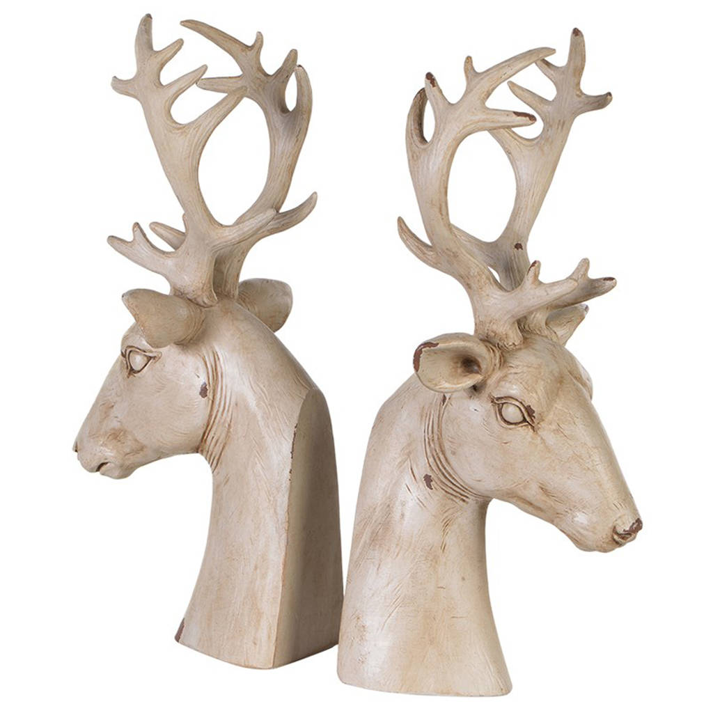 natural highland deer head bookends by dibor