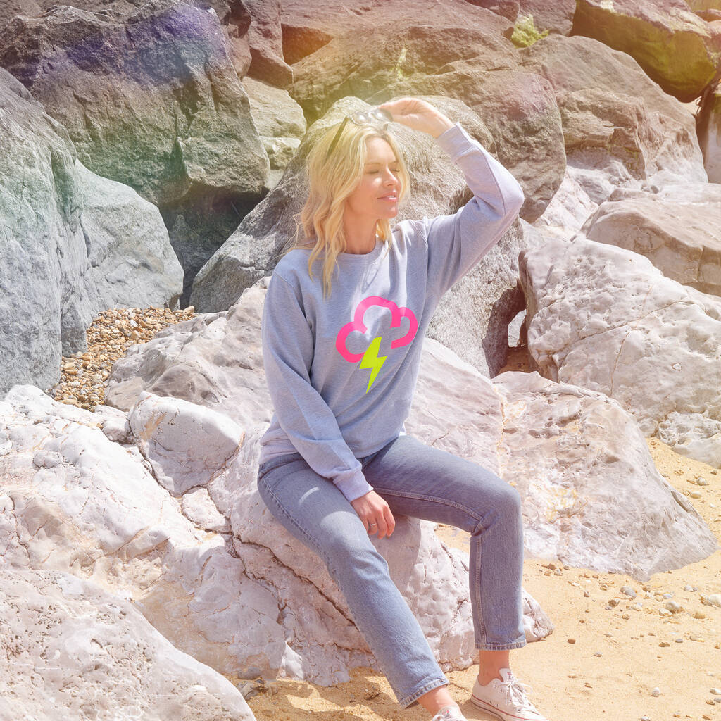 Thunder And Lightning Weather Symbol Sweatshirt By Lucent Studios