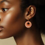 Terracotta And Cream Stripey Circular Earrings, thumbnail 2 of 6