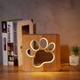 Cat Dog Paw Wood Carved LED Cute Night Light Lamp, thumbnail 1 of 8