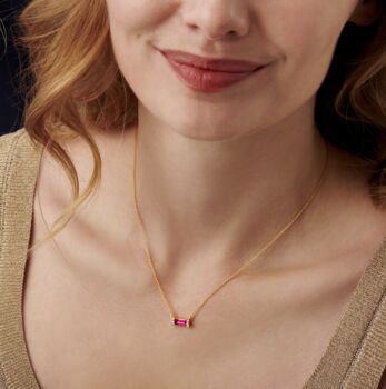 40th Wedding Anniversary Ruby Necklace In Gold Vermeil, 3 of 6