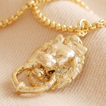 Fierce Lion Pendant Necklace In Gold Plating, 3 of 8