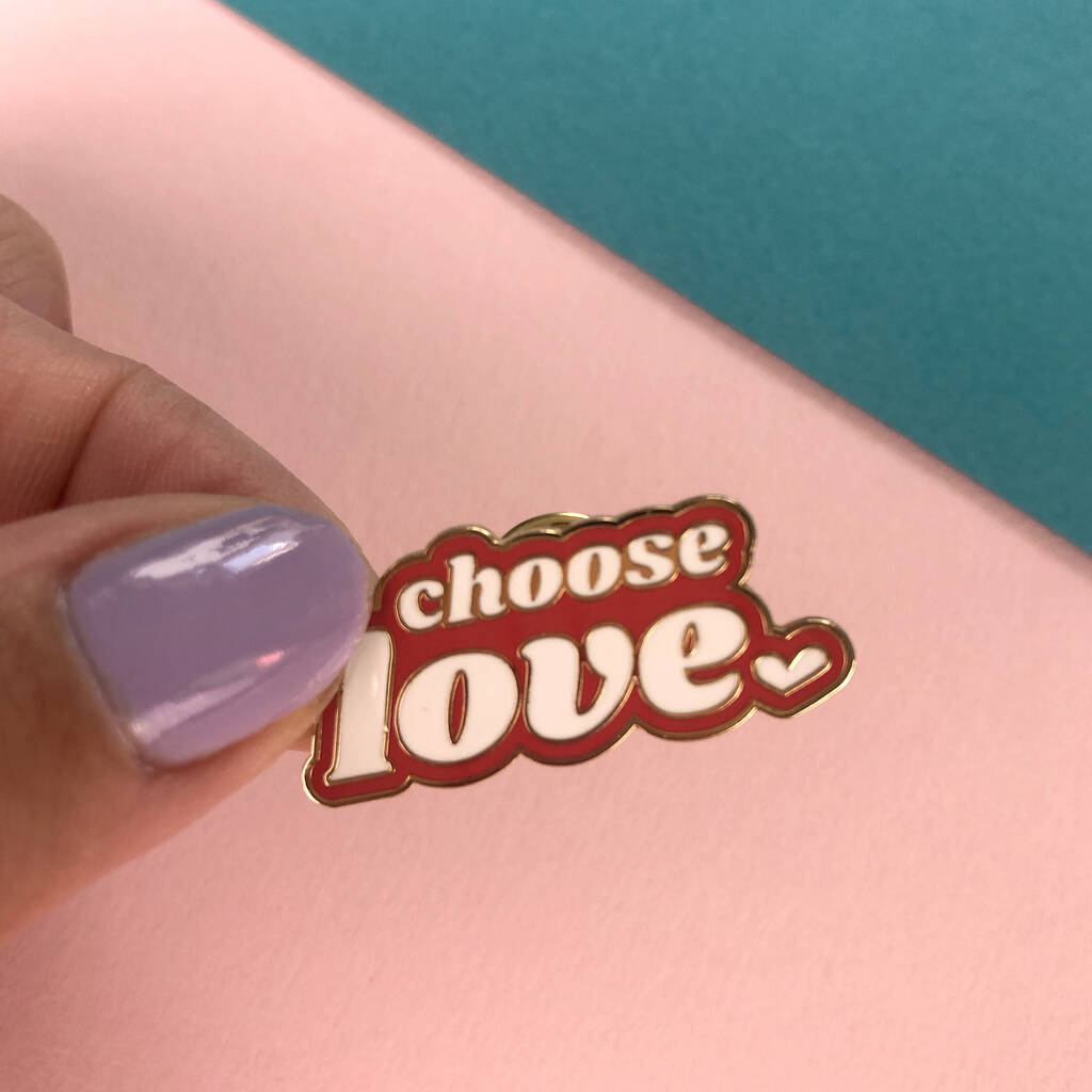 Choose Love Enamel Heart Lapel Pin Badge By Doodlemoo 