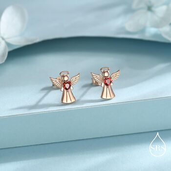 Sterling Silver Angel Stud Earrings, 5 of 12