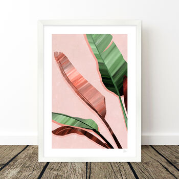 Pink And Green Banana Leaf Art Print, 5 of 8