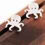Sterling Silver Tiny Octopus Stud Earrings, thumbnail 3 of 9