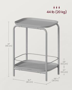 Two Tier Side Table Metal End Table Tray Top, 2 of 6