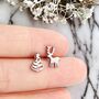 Silver Reindeer And Christmas Tree Earrings Gift, thumbnail 1 of 10