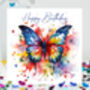 Butterflies White Cat Birthday Card, thumbnail 5 of 12