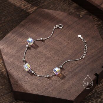 Sterling Silver Aurora Borealis Ab Crystal Bracelet, 6 of 11